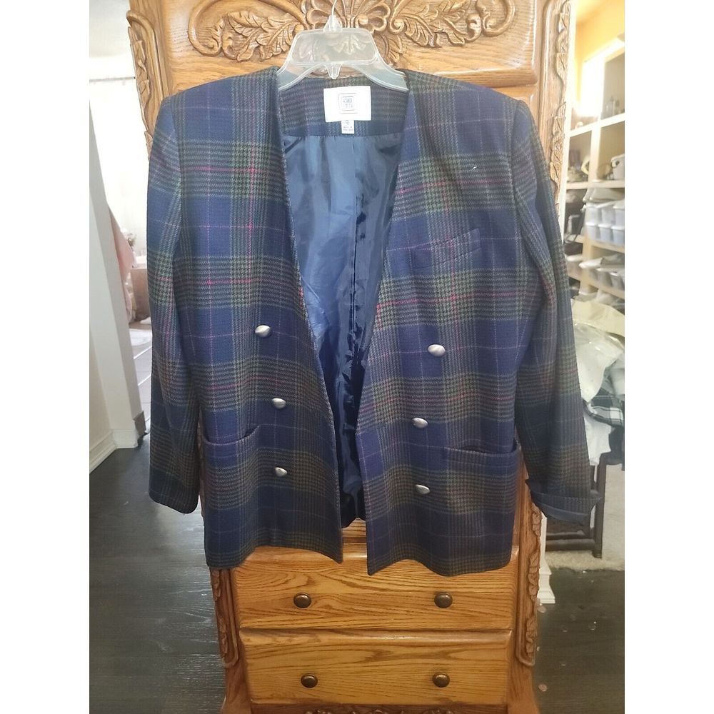 VTG Womens Pendleton Blackwatch Plaid Blazer Double Breasted SZ 10  Virgin Wool
